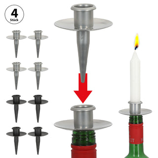 Stabkerzenhalter Stecker Tülle für Flaschen 4er Set 6x10cm schwarz Eisen Kerzenhalteraufsatz für Stabkerzen bis ca. Ø2,5cm
