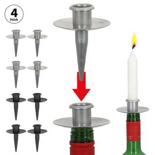 Stabkerzenhalter Stecker Tülle für Flaschen 4er Set 6x10cm schwarz Eisen Kerzenhalteraufsatz für Stabkerzen bis ca. Ø2,5cm