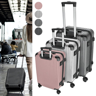 Reisekoffer Set rosegold/silber/anthrazit/schwarz 3 Größen 20/24/28 Zoll ABS Teleskopstange 4 Zwillingsrollen Zahlenschloss Koffer Kofferset