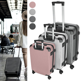 Reisekoffer Set rosegold/silber/anthrazit/schwarz 3 Größen 20/24/28 Zoll ABS Teleskopstange 4 Zwillingsrollen Zahlenschloss Koffer Kofferset