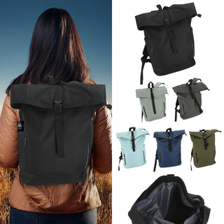 Falt Rucksack Urban 30l Blau/Oliv/Grau/Schwarz 40x57x15cm 600D Polyester Reißverschlusstaschen Eingriffstaschen wasserabweisend Rolltop
