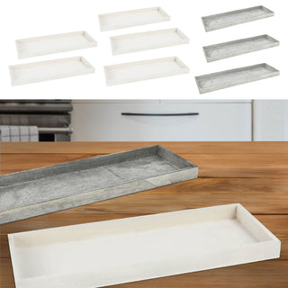 2/3x Holztablett Set 2/3 Größen Holzstärke 1cm Paulowniaholz weiß / grau rechteckig Tablett Dekotablett