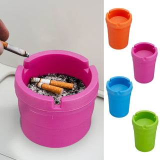 4/12x Reiseaschenbecher Set 8x11x8cm grün pink blau orange Kunststoff Deckel abnehmbar Tischaschenbecher Ascher