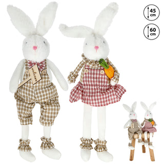 2x Kantenhocker OsterhasenSet H:50/60cm Polyester Osterdekoration Kantensitzer Sie und Er Willkommensschild
