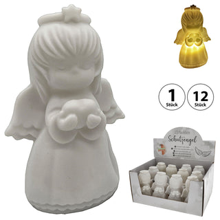 1/12x LED Nachtlicht Engel 6x11x6cm Kunststoff warmweiß Timerfunktion batteriebetrieben Dekoleuchte