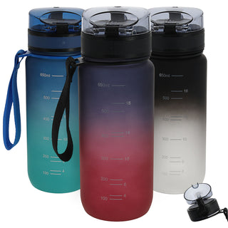 Trinkflasche 650ml Sport PET PP PE 7x24cm Lila/Pink | Grün/Blau| schwarz/weiß Farbverlauf Handschlaufe Sieb Sportwasserflasche BPA-frei