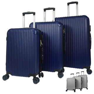 Reisekoffer Set blau/grau 3 Größen 20/24/28 Zoll ABS Teleskopstange 4 Zwillingsrollen Zahlenschloss Koffer Kofferset