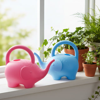 Gießkanne Elefant Kunststoff rosa/hellblau 24x20x12cm 1,5 Liter Kinder-Gießkanne Kanne Wasserkanne Gartenzubehör Motivkanne zum Gießen für Blumen