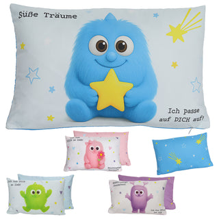 Kissen Mutmacher rosa / flieder / hellblau / blau 40x25cm Baumwolle 180g Polyesterfüllung Reißverschluss Kuschelkissen einseitig bedruckt
