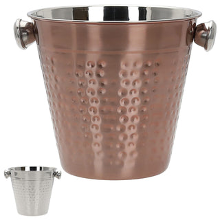 Flaschenkühler gehämmert silber/kupfer Edelstahl Ø22x20cm Getränkekübel Eisbehälter Flaschenkühler Wein Champagner Sekt Partyzubehör Barzubehör