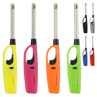 4x Stabfeuerzeug BASIC/NEON Set 4 Farben ABS Eisen Edelstahl 3,5x23x2cm nachfüllbar regulierbare Flamme Sturmfeuerzeug Feueranzünder