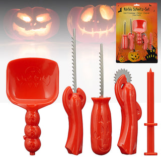 1x / 6x Kürbis Schnitz-Set 5-tlg. orange