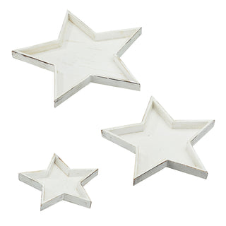 3er Set „Stern“ Dekoteller in 3 Größen creme antik Adventsteller Weihnachtstelle