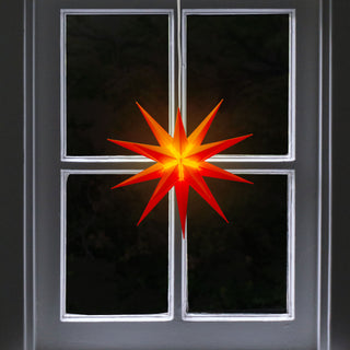 Leuchtstern aus Kunststoff Weihnachststern zum Hängen beleuchtet Farbwahl