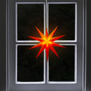 Leuchtstern aus Kunststoff Weihnachststern zum Hängen beleuchtet Farbwahl