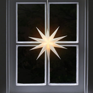 Leuchtstern aus Kunststoff Weihnachststern zum Hängen beleuchtet Farbwahl