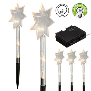 Wegeleuchte Lichterkette 5 Sterne mit Erdspieß und Timer Funktion ca. H 36cm