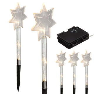 Wegeleuchte Lichterkette 5 Sterne mit Erdspieß und Timer Funktion ca. H 36cm
