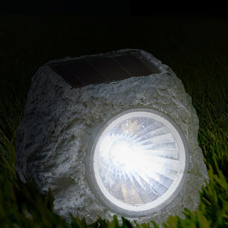 6/24x Solarlampe Set Steinoptik schwarz 6,5x6x5cm Polyresin Gartenleuchte Wegleuchte Akkubetrieben Solarpaneel