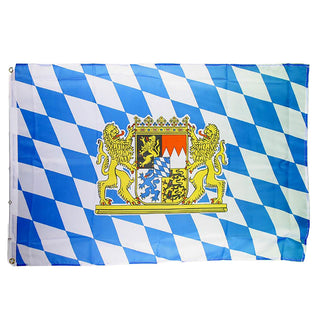 1/5x Fahne Bayern zum Aufhängen 150x90cm Polyester weiß blau Dekofahne für Balkon Garten Sportveranstaltung Verein Hissflagge mit Metallösen