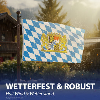 1/5x Fahne Bayern zum Aufhängen 150x90cm Polyester weiß blau Dekofahne für Balkon Garten Sportveranstaltung Verein Hissflagge mit Metallösen