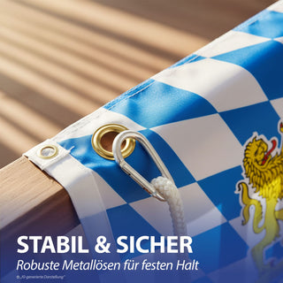 1/5x Fahne Bayern zum Aufhängen 150x90cm Polyester weiß blau Dekofahne für Balkon Garten Sportveranstaltung Verein Hissflagge mit Metallösen