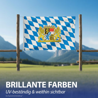 1/5x Fahne Bayern zum Aufhängen 150x90cm Polyester weiß blau Dekofahne für Balkon Garten Sportveranstaltung Verein Hissflagge mit Metallösen
