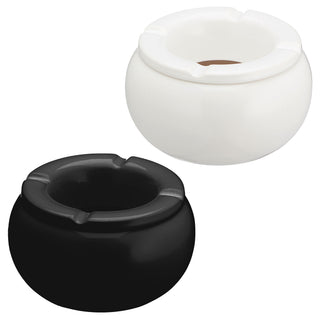 2/12x Sturmaschenbecher Ø10,0cm Keramik weiß schwarz Aschenbecher Windaschenbecher