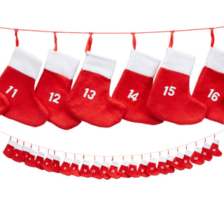 Adventskalender Socken 18x20cm Länge 260 cm Sockenkette Filz Söckchen zum Befüllen Weihnachtsstrumpf Adventszeit