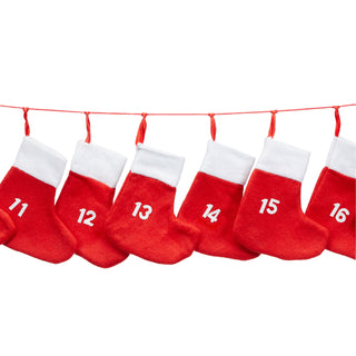 Adventskalender Socken 18x20cm Länge 260 cm Sockenkette Filz Söckchen zum Befüllen Weihnachtsstrumpf Adventszeit