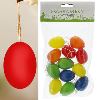 10/12x Ostereier zum Aufhängen im Set Größenwahl bunt Kunststoff Eier Dekoeier Kunststoffeier Ostern Osterdeko