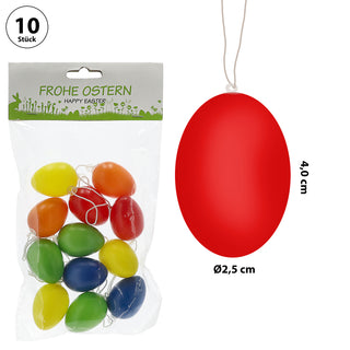 10/12x Ostereier zum Aufhängen im Set Größenwahl bunt Kunststoff Eier Dekoeier Kunststoffeier Ostern Osterdeko