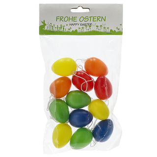 10/12x Ostereier zum Aufhängen im Set Größenwahl bunt Kunststoff Eier Dekoeier Kunststoffeier Ostern Osterdeko