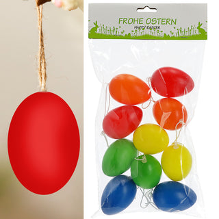 10/12x Ostereier zum Aufhängen im Set Größenwahl bunt Kunststoff Eier Dekoeier Kunststoffeier Ostern Osterdeko