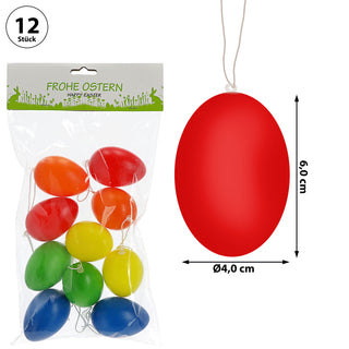 10/12x Ostereier zum Aufhängen im Set Größenwahl bunt Kunststoff Eier Dekoeier Kunststoffeier Ostern Osterdeko