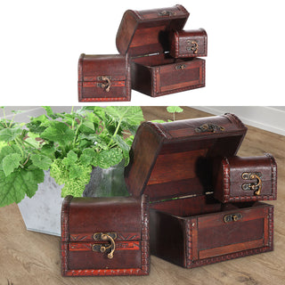 Holztruhe 3er Set Kisten 3 Größen Truhen Dekoboxen Holzkisten Kolonialstil Vintage-Optik