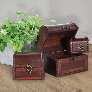 Holztruhe 3er Set Kisten 3 Größen Truhen Dekoboxen Holzkisten Kolonialstil Vintage-Optik