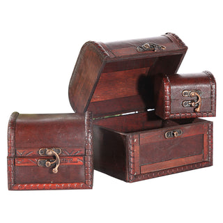 Holztruhe 3er Set Kisten 3 Größen Truhen Dekoboxen Holzkisten Kolonialstil Vintage-Optik