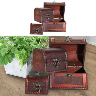 Holztruhe 3er Set Kisten 3 Größen Truhen Dekoboxen Holzkisten Kolonialstil Vintage-Optik