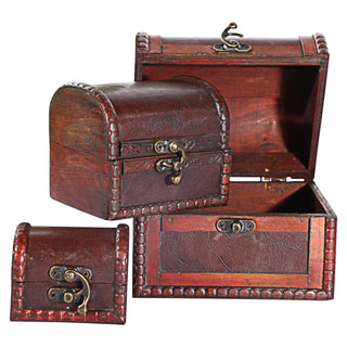 Holztruhe 3er Set Kisten 3 Größen Truhen Dekoboxen Holzkisten Kolonialstil Vintage-Optik