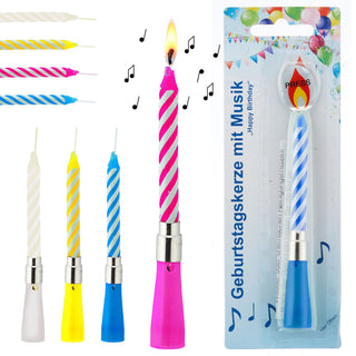4/36x Geburtstagskerze mit Musik Set 'Happy Birthday' | 4 Farben Kunststoff Paraffin | Tortenkerze Musikkerze Geburtstagsmelodie