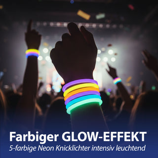 Knicklichter 10er Set in Pappröhre 5 Neon-Farben H20cm Kunststoff Leuchtsticks Leuchtstäbe 10 Konnektoren zum Verbinden Partyspaß Mitgebsel