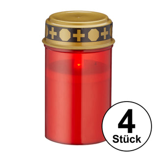 4x Batteriebetriebenes LED Grablicht rot Grabkerze Grableuchte Grabschmuck