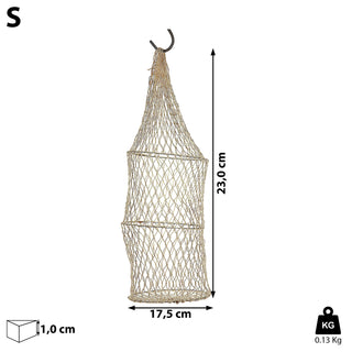 Deko Reuse 3 Ringe Baumwolle Metall 15x50cm Fischernetz Dekonetz Zylinder-Reuse Sisalnetz maritime Dekoration