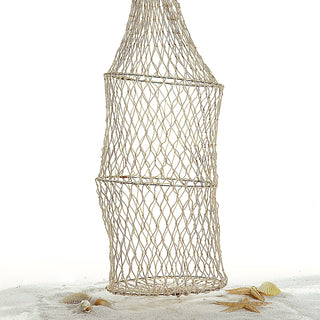 Deko Reuse 3 Ringe Baumwolle Metall 15x50cm Fischernetz Dekonetz Zylinder-Reuse Sisalnetz maritime Dekoration