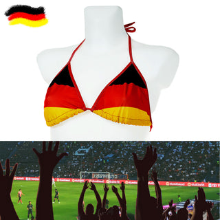 Bikini Oberteil onesize Deutschland schmale/breite Träger Triangel-Bikini Schwarz/Rot/Gold Fanartikel Fussball Badezubehör
