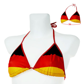 Bikini Oberteil onesize Deutschland schmale/breite Träger Triangel-Bikini Schwarz/Rot/Gold Fanartikel Fussball Badezubehör