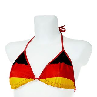 Bikini Oberteil onesize Deutschland schmale/breite Träger Triangel-Bikini Schwarz/Rot/Gold Fanartikel Fussball Badezubehör