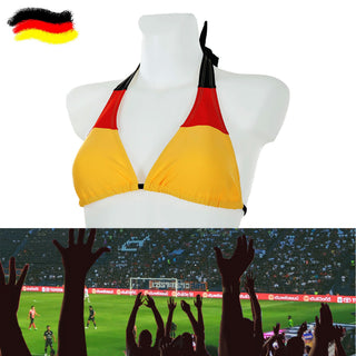 Bikini Oberteil onesize Deutschland schmale/breite Träger Triangel-Bikini Schwarz/Rot/Gold Fanartikel Fussball Badezubehör