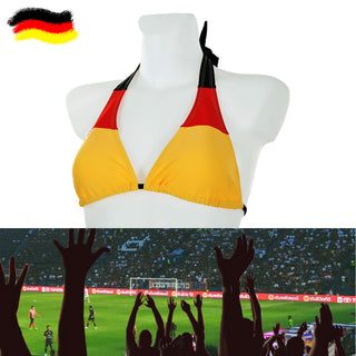 Bikini Oberteil onesize Deutschland schmale/breite Träger Triangel-Bikini Schwarz/Rot/Gold Fanartikel Fussball Badezubehör